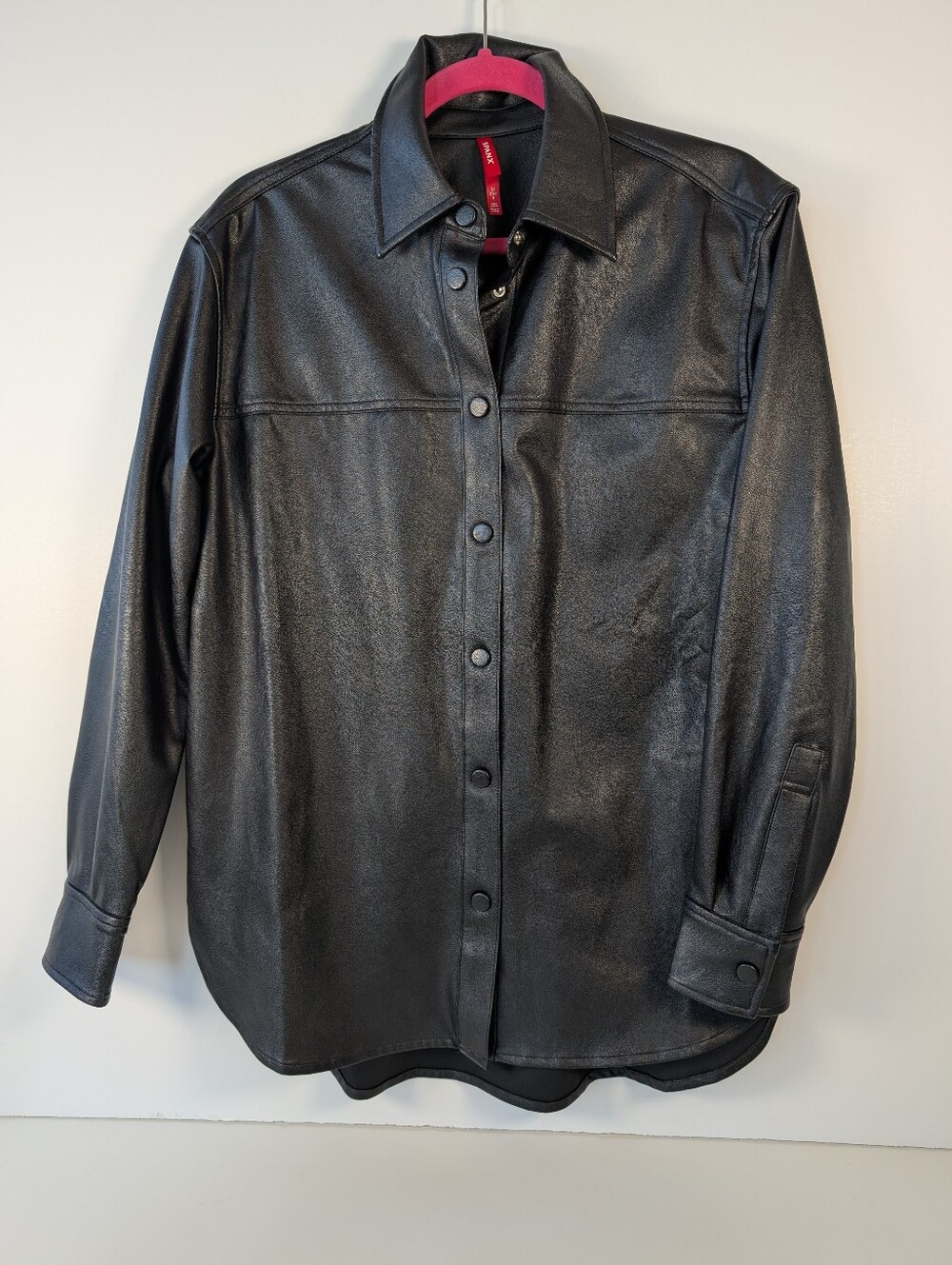 SPANX Faux Leather Button-Down Shacket